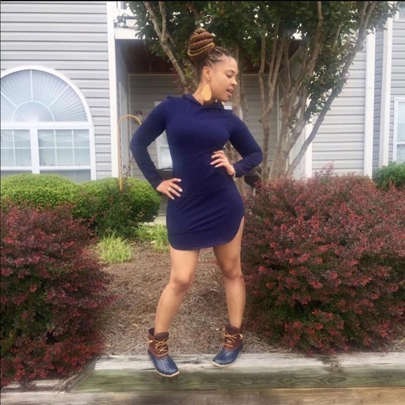 Blue Hoodie Dress Long Sleeves Size Medium - Picture 6 of 7